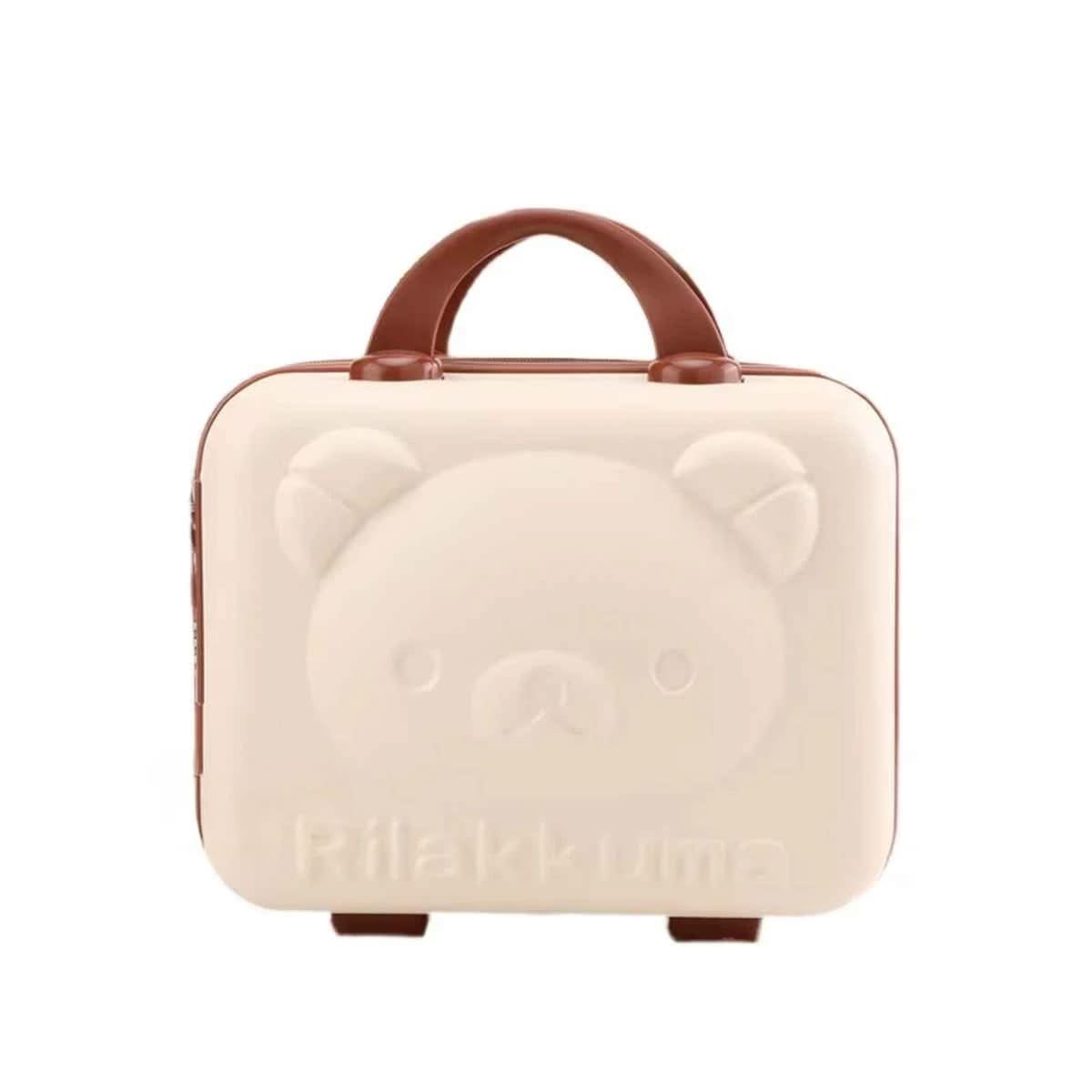 PACK2 MINI MALETA MULTIUSOS INFANTIL DE OSO CON COLOR BEIGE Y CIERRE PRACTICO Y+REGALO STICKER - 2