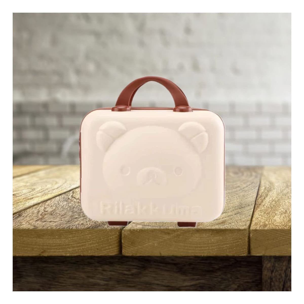 PACK2 MINI MALETA MULTIUSOS CON FIGURA DE OSO Y ACABADO BEIGE FACIL DE TRANSPORTAR - 2