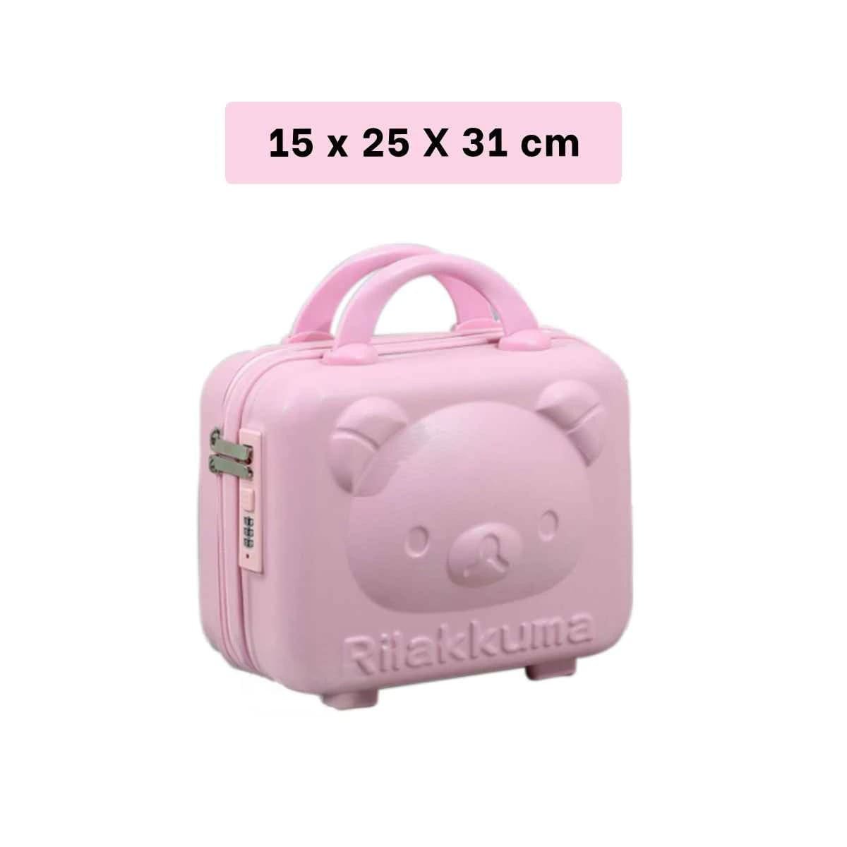 PACK2 MINI MALETA MULTIUSOS INFANTIL DE OSO CON COLOR ROSADO Y CIERRE PRACTICO Y+REGALO STICKER - 4