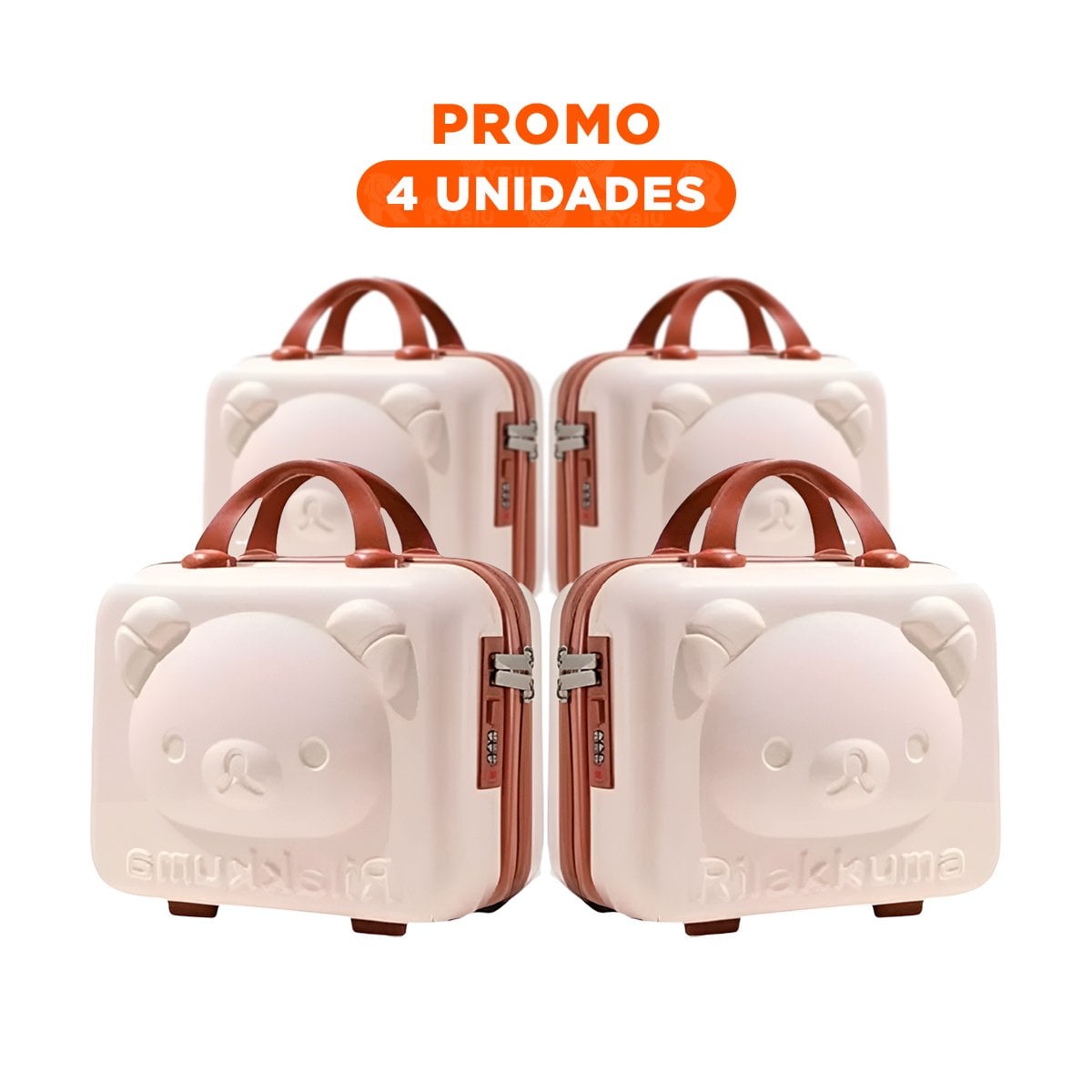 PACK4 PETACA MINI PORTATIL DE OSO MULTIUSOS CON ACABADO BEIGE Y+REGALO STICKER - 1