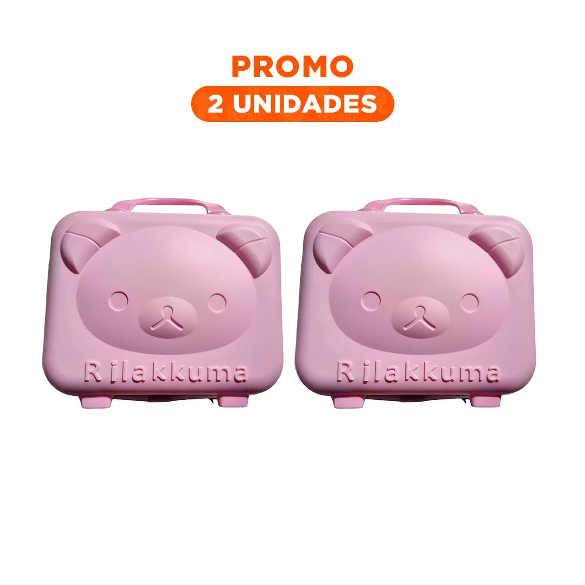 PACK2 MINI MALETA MULTIUSOS CON FIGURA DE OSO Y ACABADO ROSADO FACIL DE TRANSPORTAR - 1