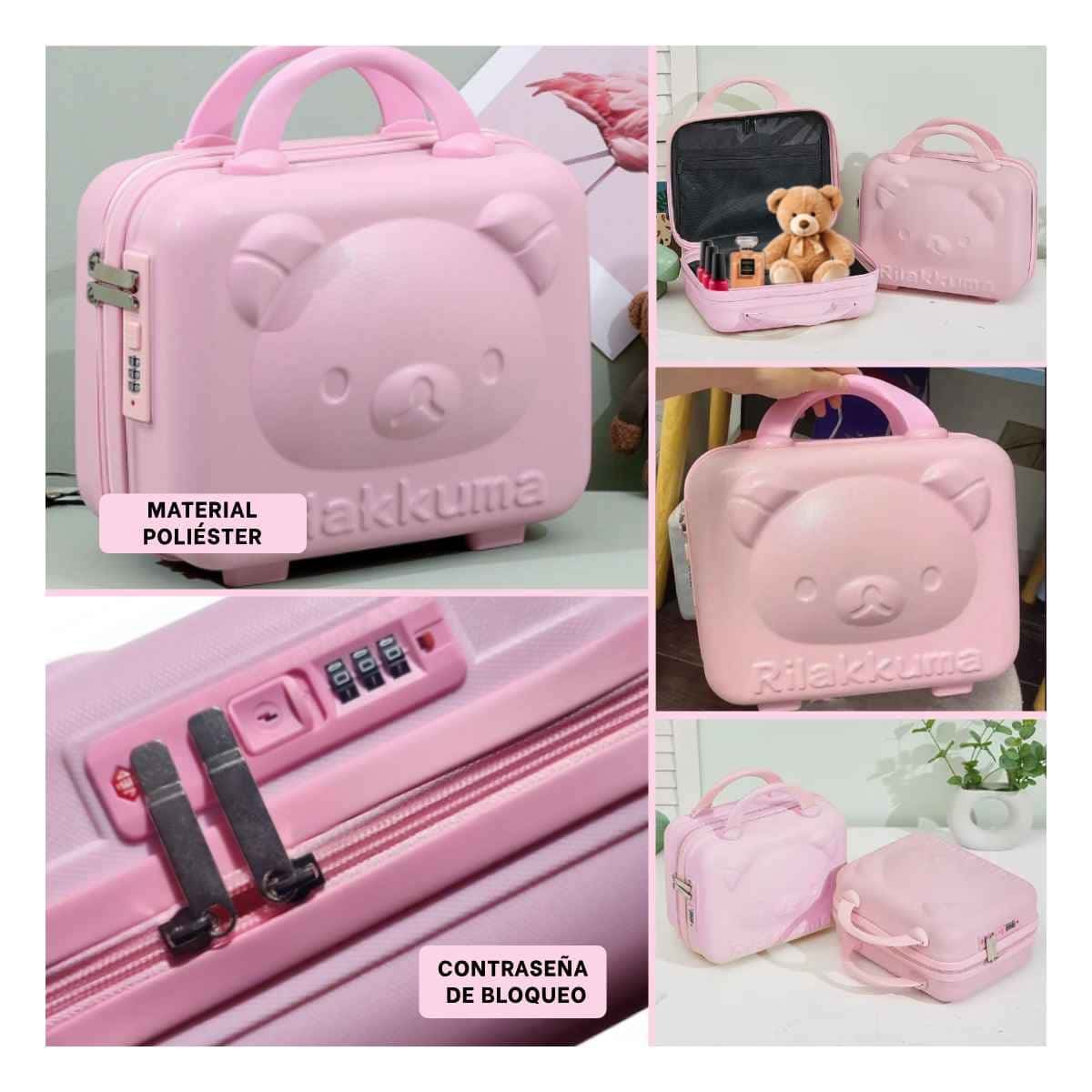 PACK4 PETACA MINI PORTATIL DE OSO MULTIUSOS CON ACABADO ROSADO Y+REGALO STICKER - 2