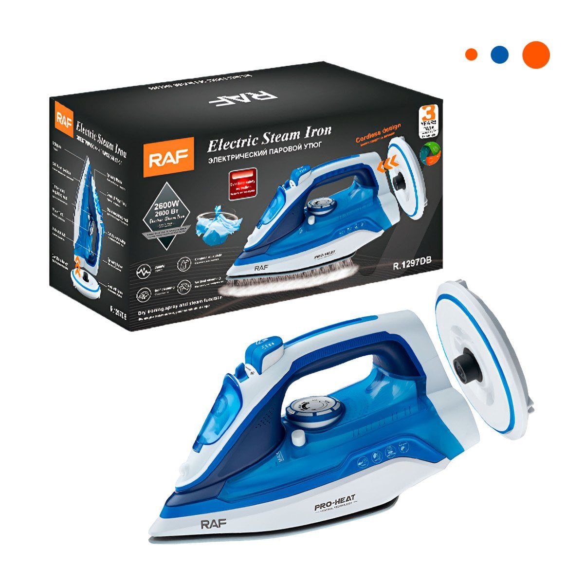 PLANCHADOR DE VAPOR ELECTRICA BLANCO Y AZUL CUIDADO DIARIO ROPA EN HOGAR - 2