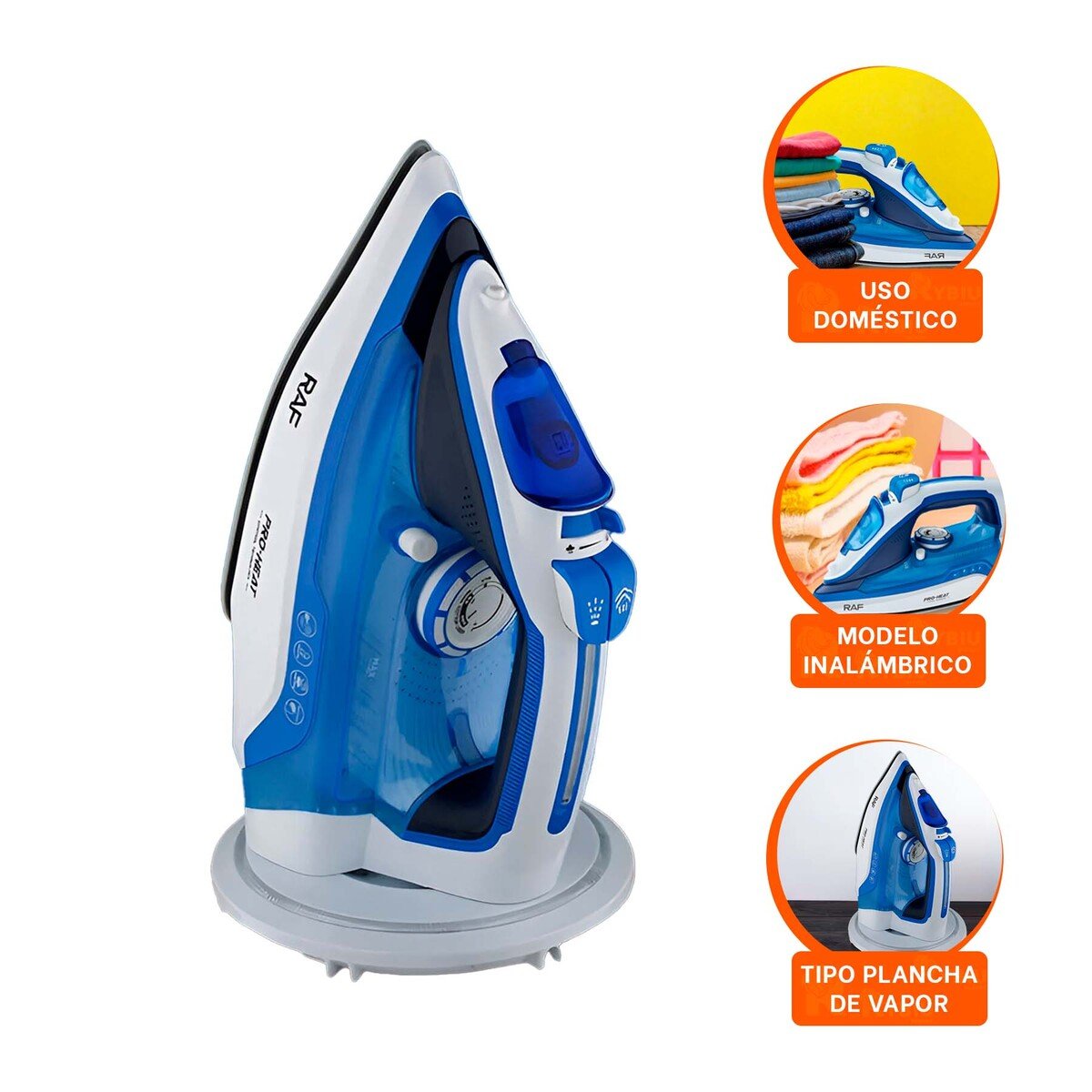 PLANCHADOR DE VAPOR ELECTRICA BLANCO Y AZUL CUIDADO DIARIO ROPA EN HOGAR - 3