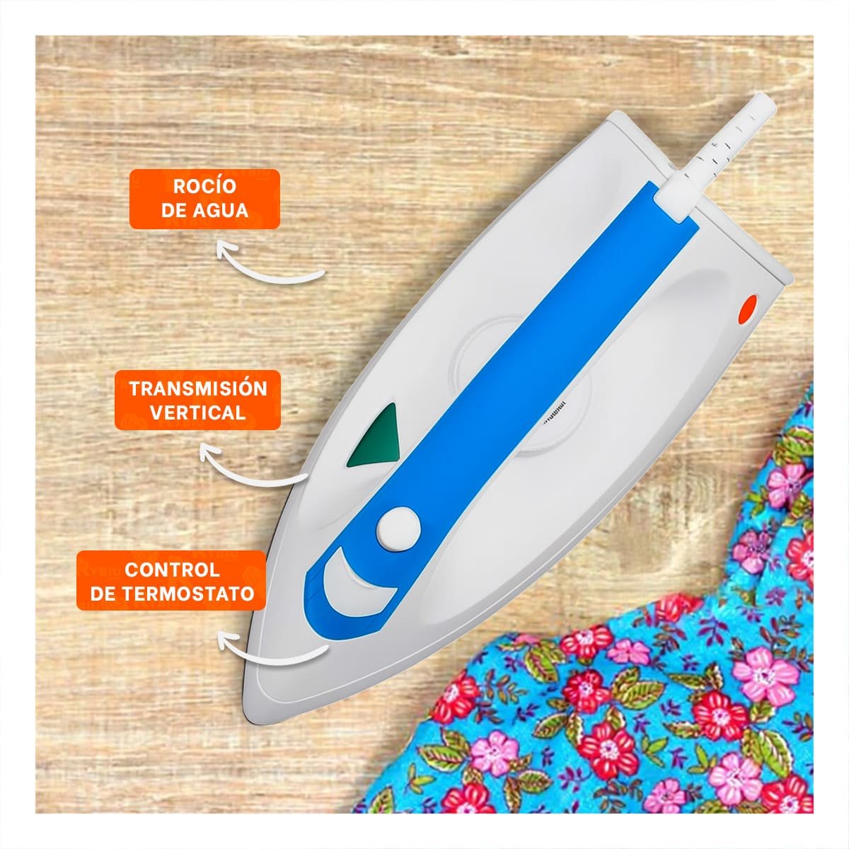PLANCHADOR DE VAPOR ELECTRICA BLANCO Y AZUL RENDIMIENTO CONSTANTE HOGAR YSTICKY - 2