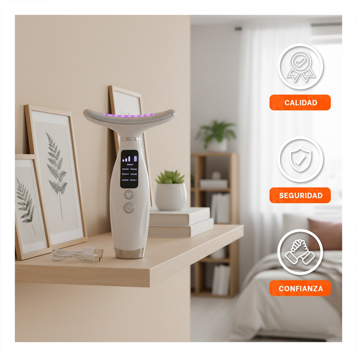 DISPOSITIVO FACIAL 7 MODOS DE COLOR TERAPIA SUAVE BLANCO PORTATIL DIARIO Y+PAPEL REGALO - 3
