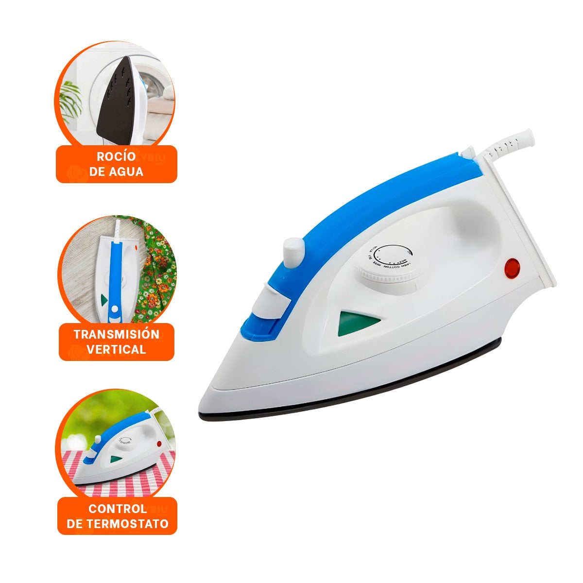 PLANCHADOR DE VAPOR ELECTRICA BLANCO Y AZUL CUIDADO DIARIO ROPA EN HOGAR - 3
