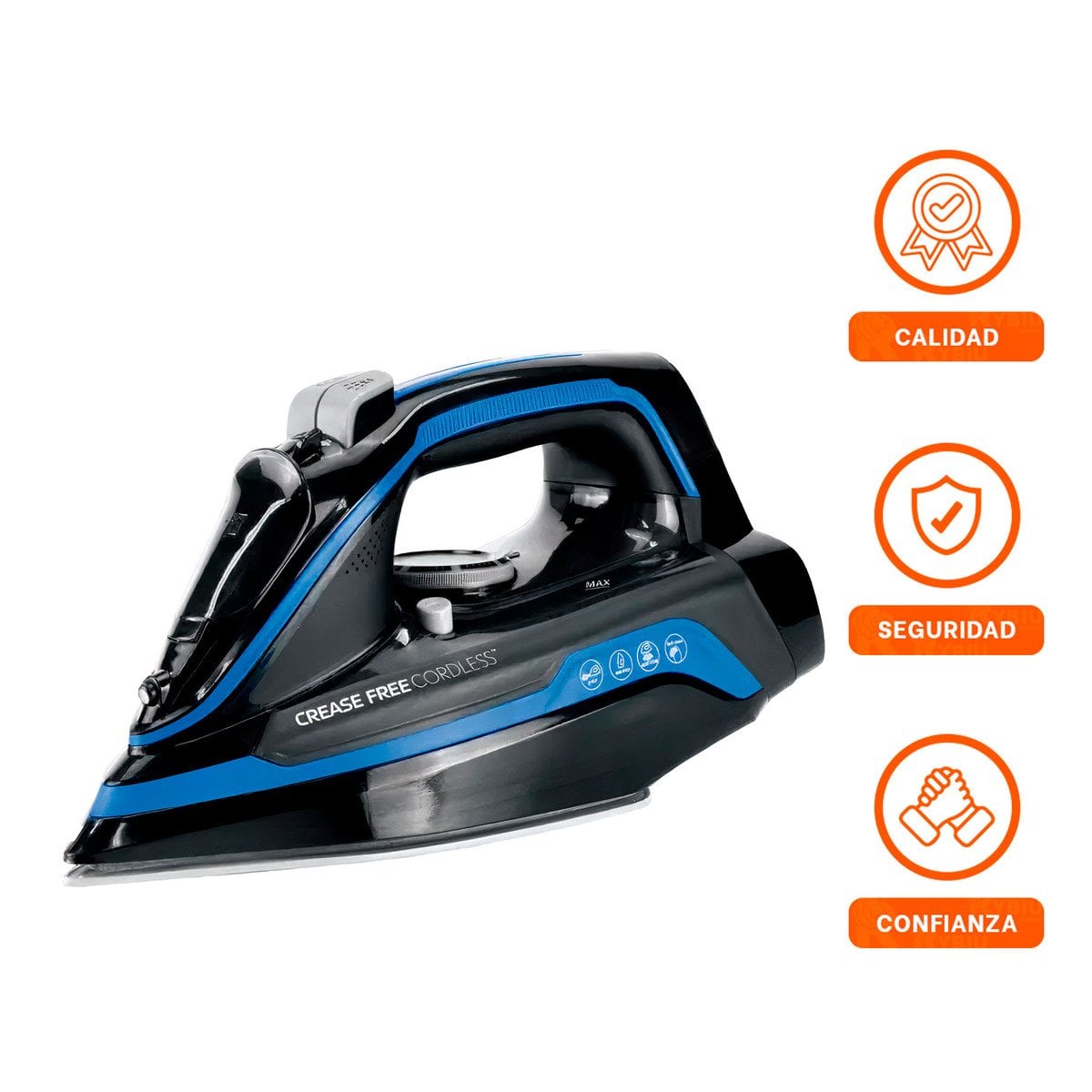 PLANCHADOR DE VAPOR ELECTRICA NEGRO Y AZUL PRACTICO USO DIARIO EN CASA YLIGAS REGALO - 3