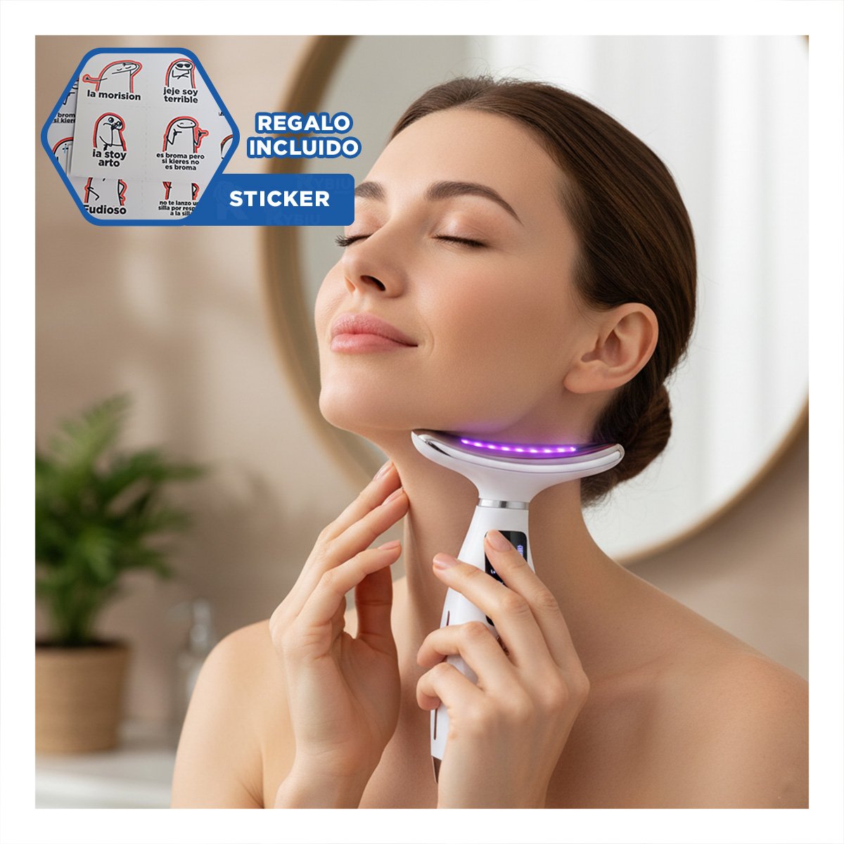 DISPOSITIVO FACIAL 7 MODOS DE COLOR CUIDADO DIARIO BLANCO RECARGABLE YREGALO STICKER - 1