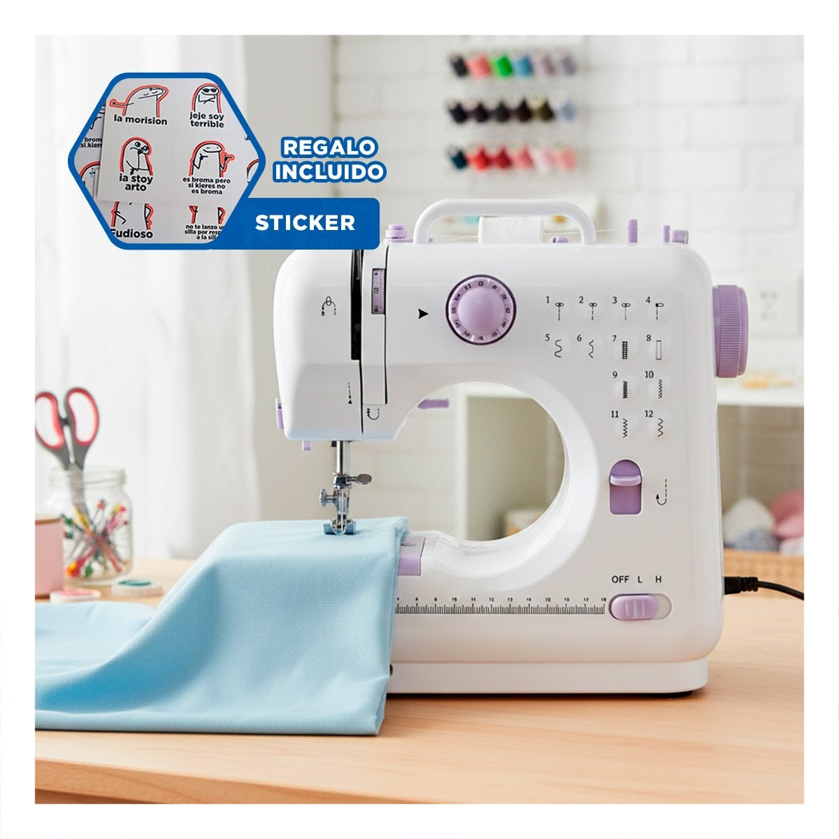 COSEDORA ENFOCADA EN COSTURA BASICA CON ESTRUCTURA CHICA COLOR BLANCO Y+REGALO STICKER - 1