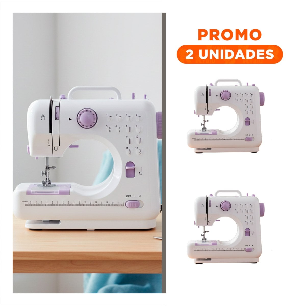 PACK2 MAQUINA DE COSER ORIENTADA A REPARACIONES CASERAS RAPIDAS EN COLOR BLANCO CHICO - 1