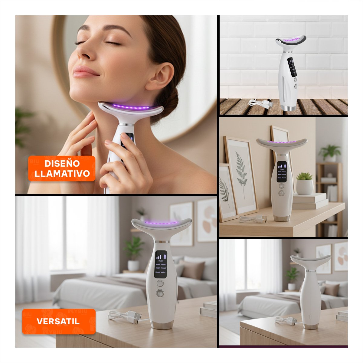 PACK4 SISTEMA FACIAL 7 MODOS DE COLOR LUZ LED BLANCO CUIDADO DIARIO EN CASA Y+REGALO STICKER - 2