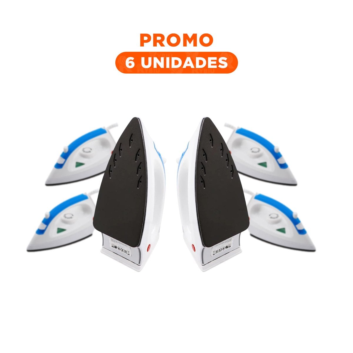 PACK6 DISPOSITIVO DE VAPOR ELECTRICA BLANCO Y AZUL POTENTE CUIDADO ROPA HOGAR - 1