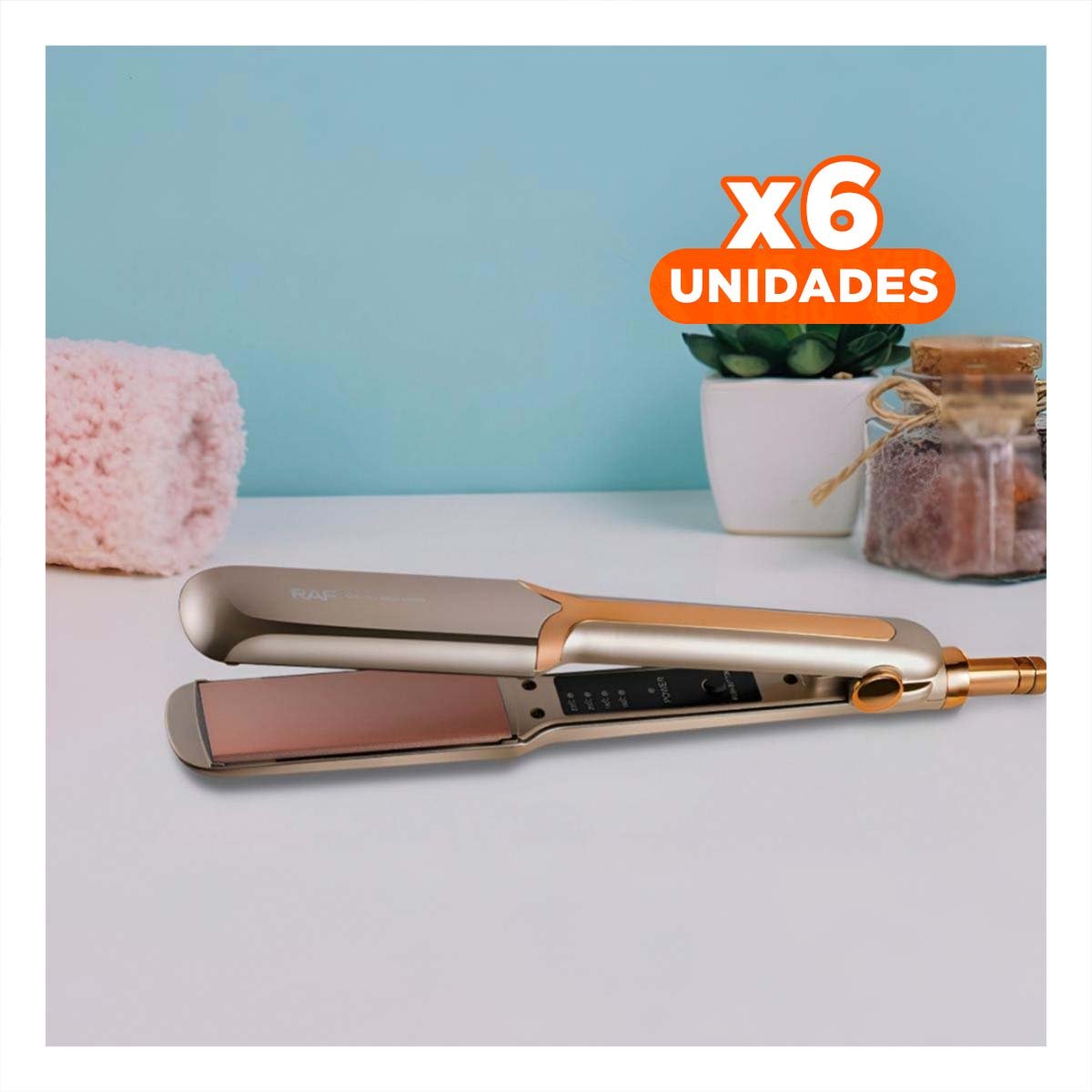 PACK6 ESTILIZADOR CAPILAR PRACTICO PARA ONDAS Y LISO NATURAL DORADO Y+REGALO STICKER - 1