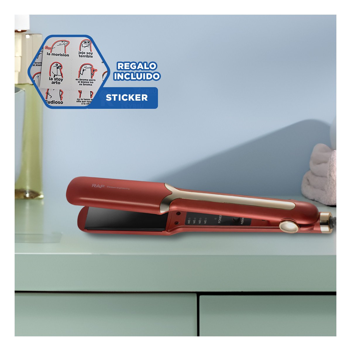 PACK2 PLANCHA CAPILAR CON PLACAS LISAS PARA ACABADO SUAVE Y BRILLO ROJO HOGAR - 1