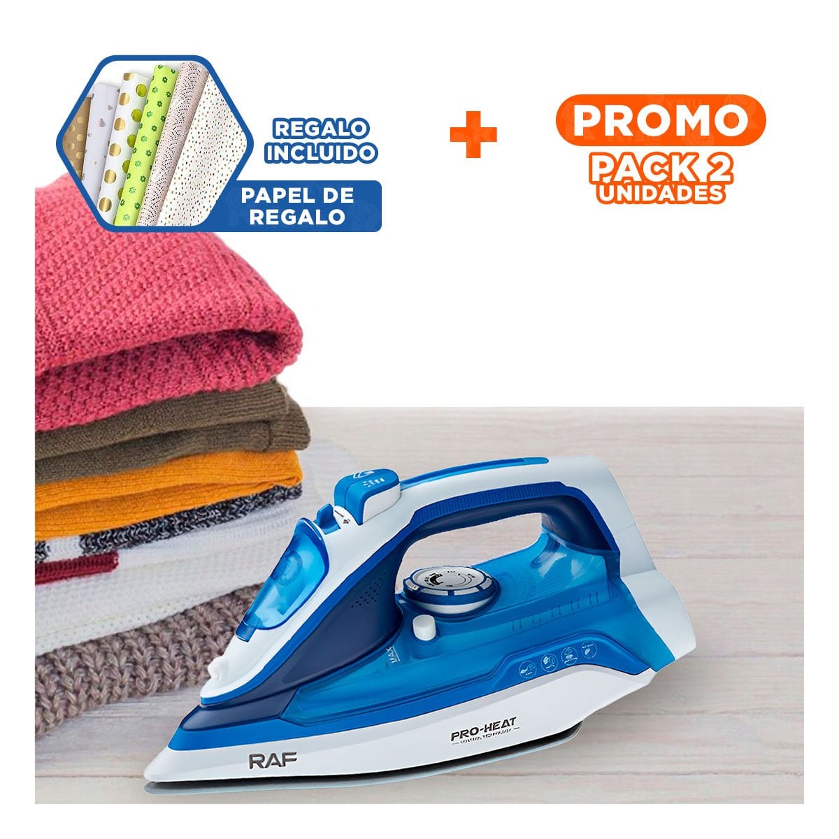 PACK2 EQUIPO DE VAPOR ELECTRICA BLANCO Y AZUL FUNCION ESTABLE DIARIO HOGAR YPAPEL REGALO - 1