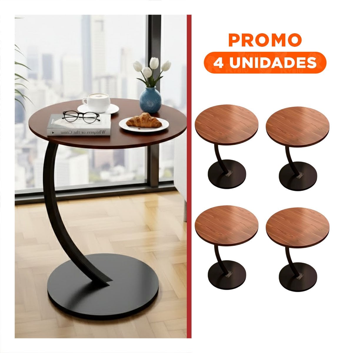 PACK4 REPISA CIRCULAR 40X60CM MARRON Y NEGRO ESTILO MODERNO HOGAR PLUS YREGALO STICKER - 1