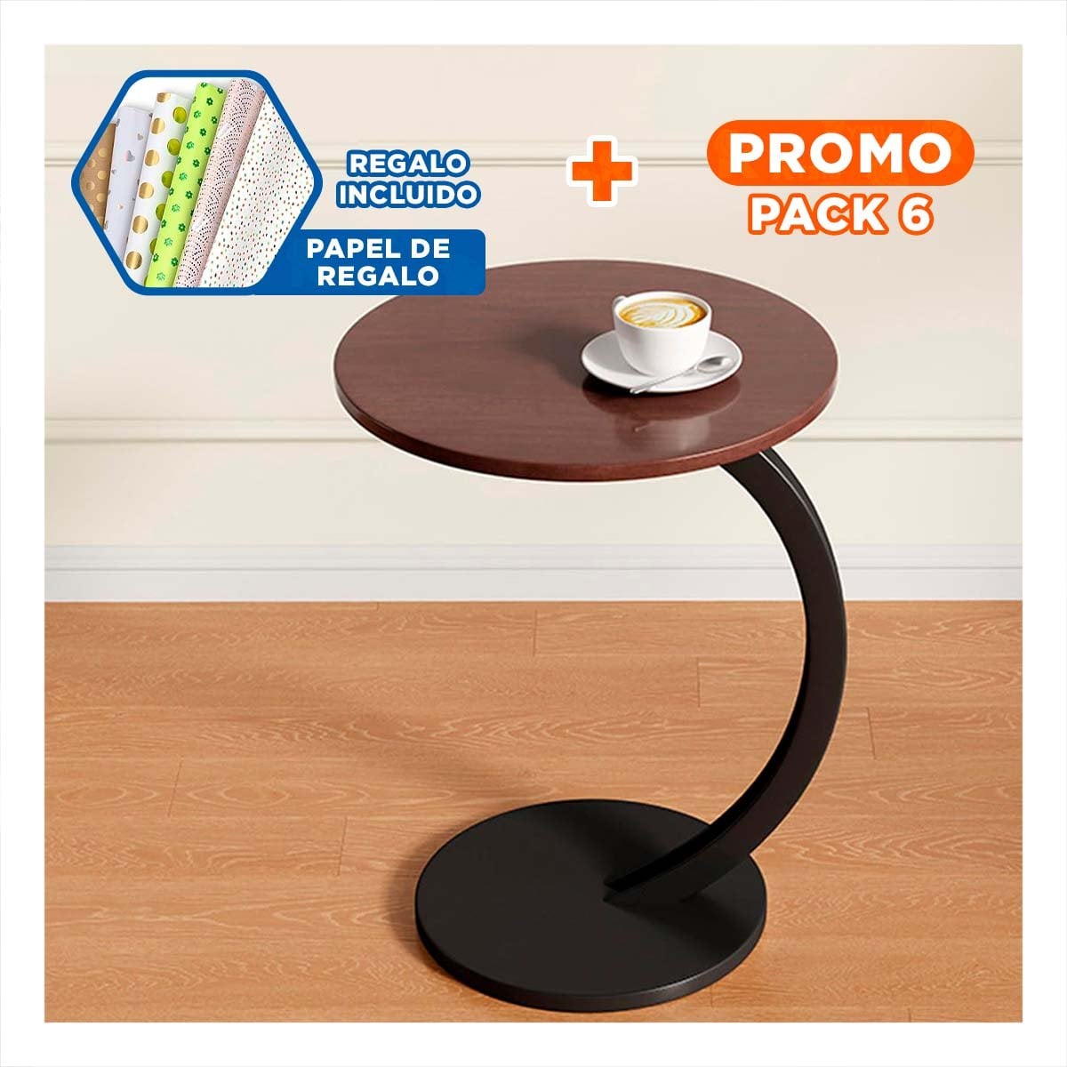 PACK6 REPISA CIRCULAR 40X60CM MARRON Y NEGRO ESTRUCTURA FIRME USO DIARIO YPAPEL REGALO - 1