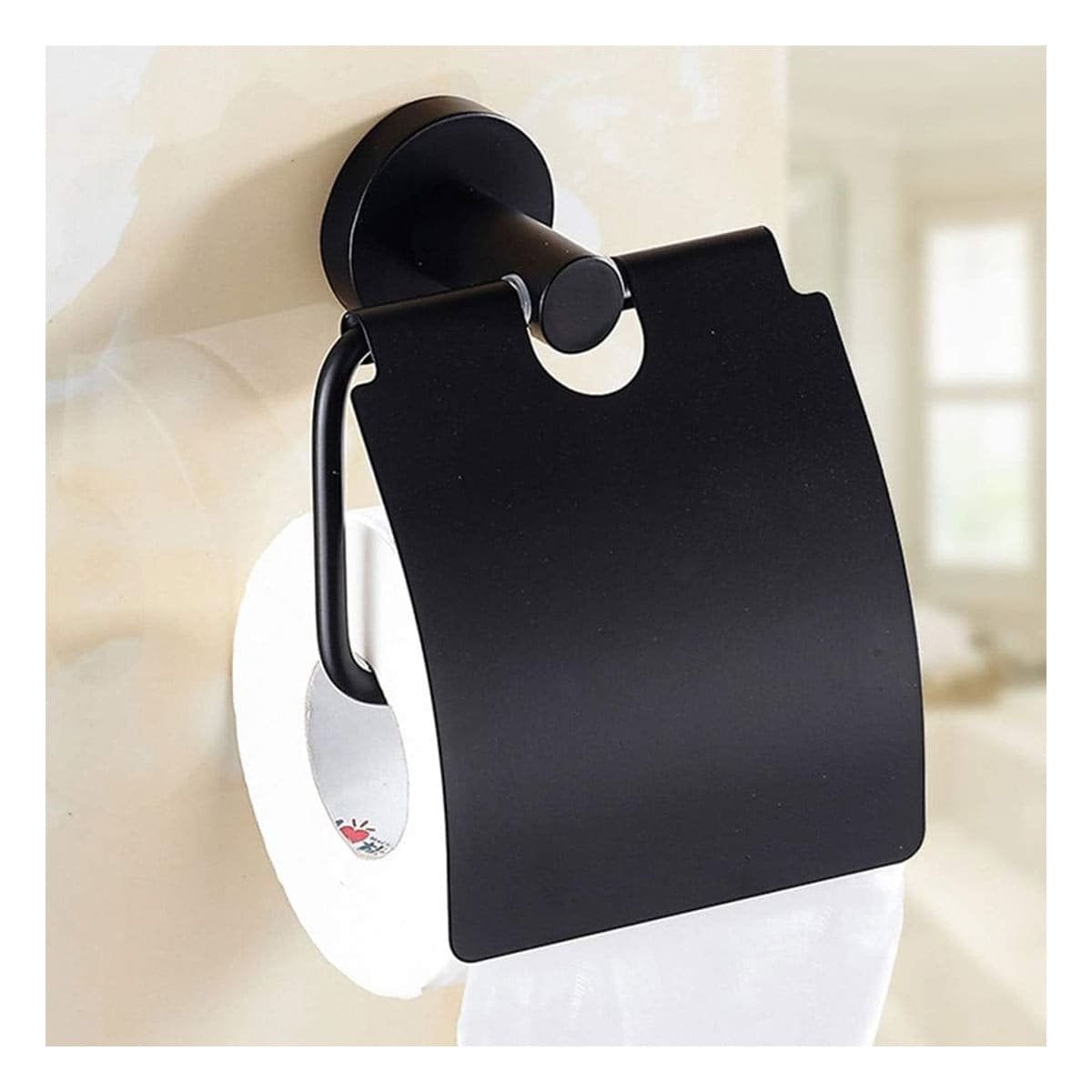 PORTA PARA PAPEL HIGIENICO CON CUBIERTA SUPERIOR PARA PARED NEGRO ECO YSTICKY - 2