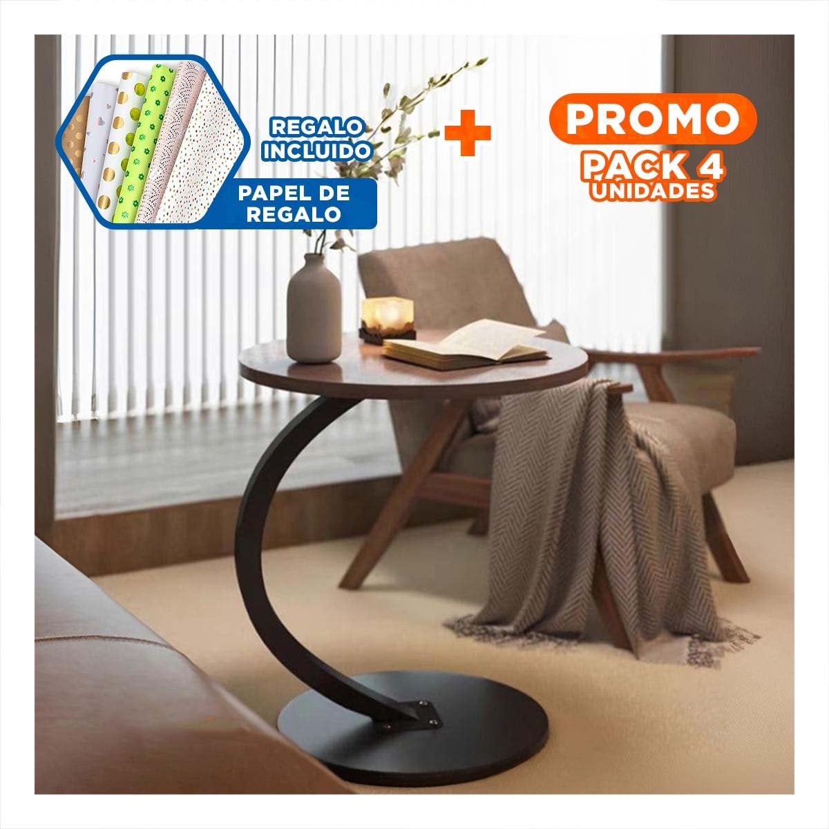 PACK4 MOSTRADOR CIRCULAR 40X60CM MARRON Y NEGRO ACABADO ELEGANTE HOGAR DECO YPAPEL REGALO - 1