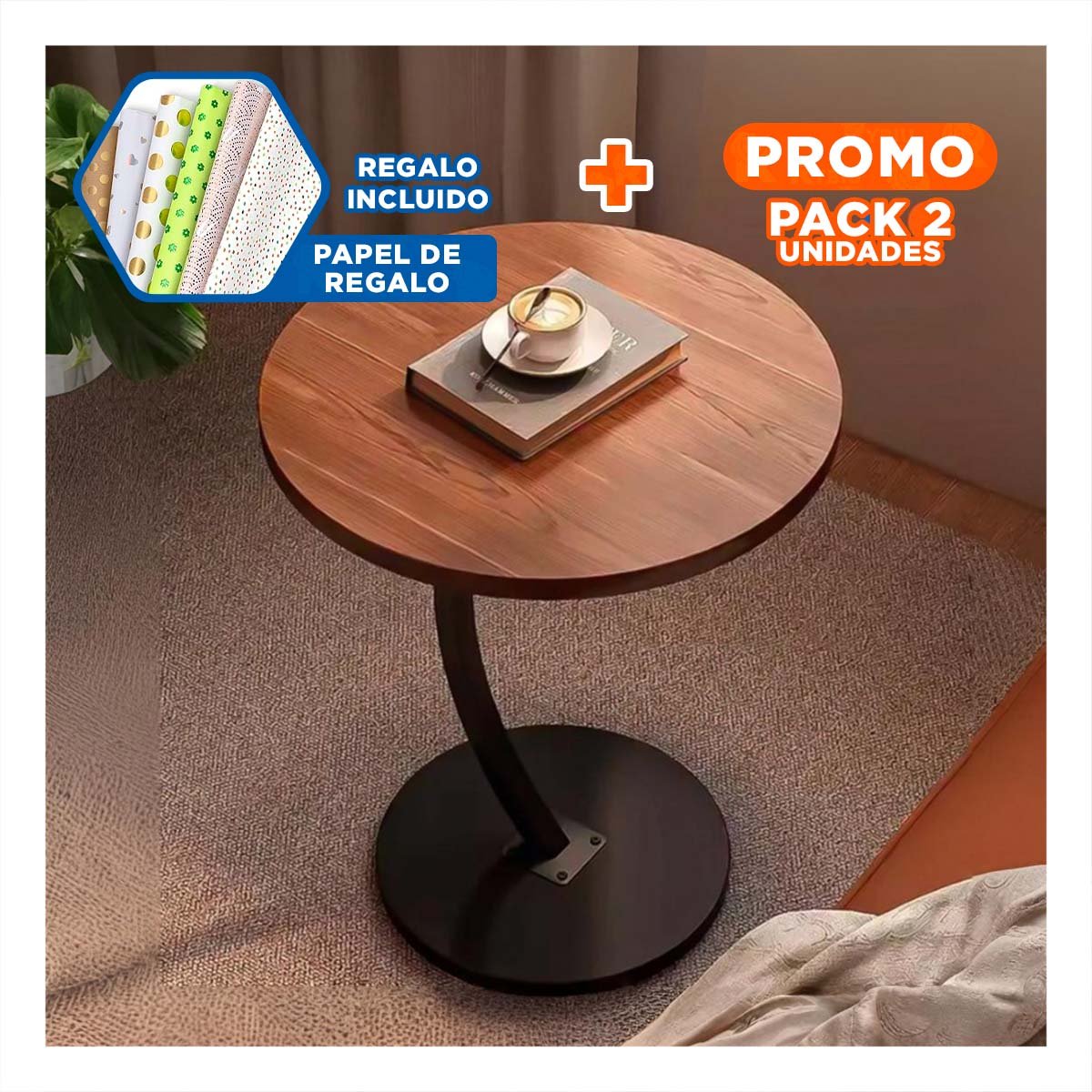 PACK2 MOSTRADOR CIRCULAR 40X60CM MARRON Y NEGRO DISENO FUNCIONAL SALA EXTRA YPAPEL REGALO - 1