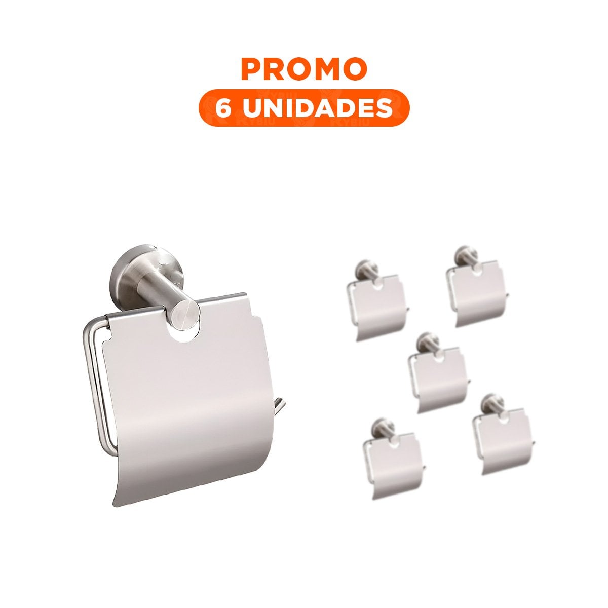 PACK6 MODULO PARA PAPEL HIGIENICO CON CUBIERTA SUPERIOR PARA PARED PLATEADO PRO - 1