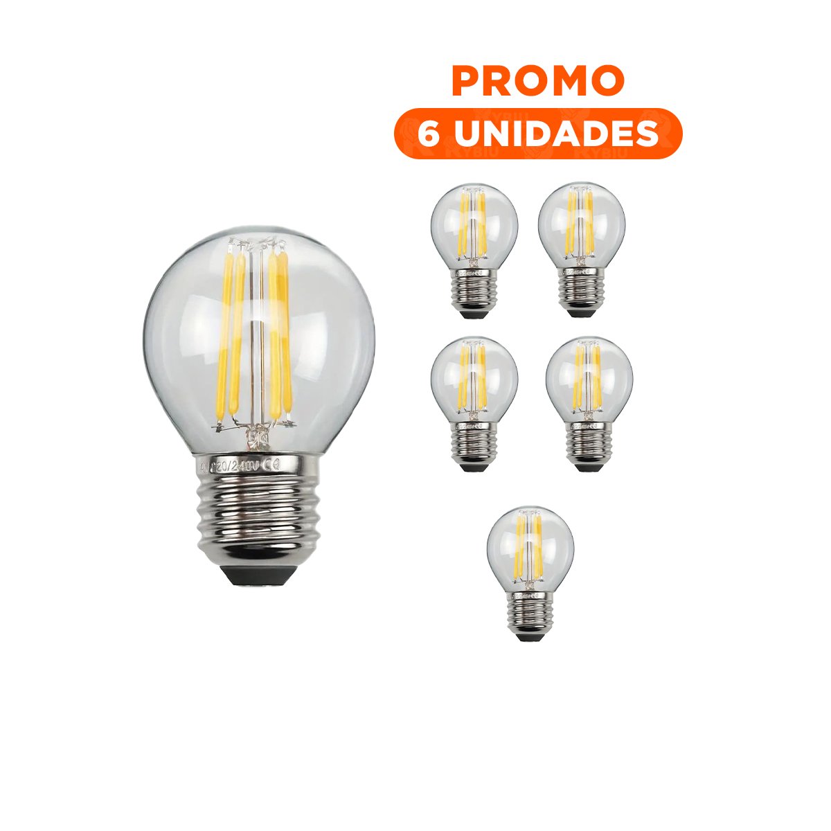 PACK6 BOMBILLA EFICIENTE 4W TRANSPARENTE LUZ BLANCA PARA CASA HOGAR FESTIVA - 1