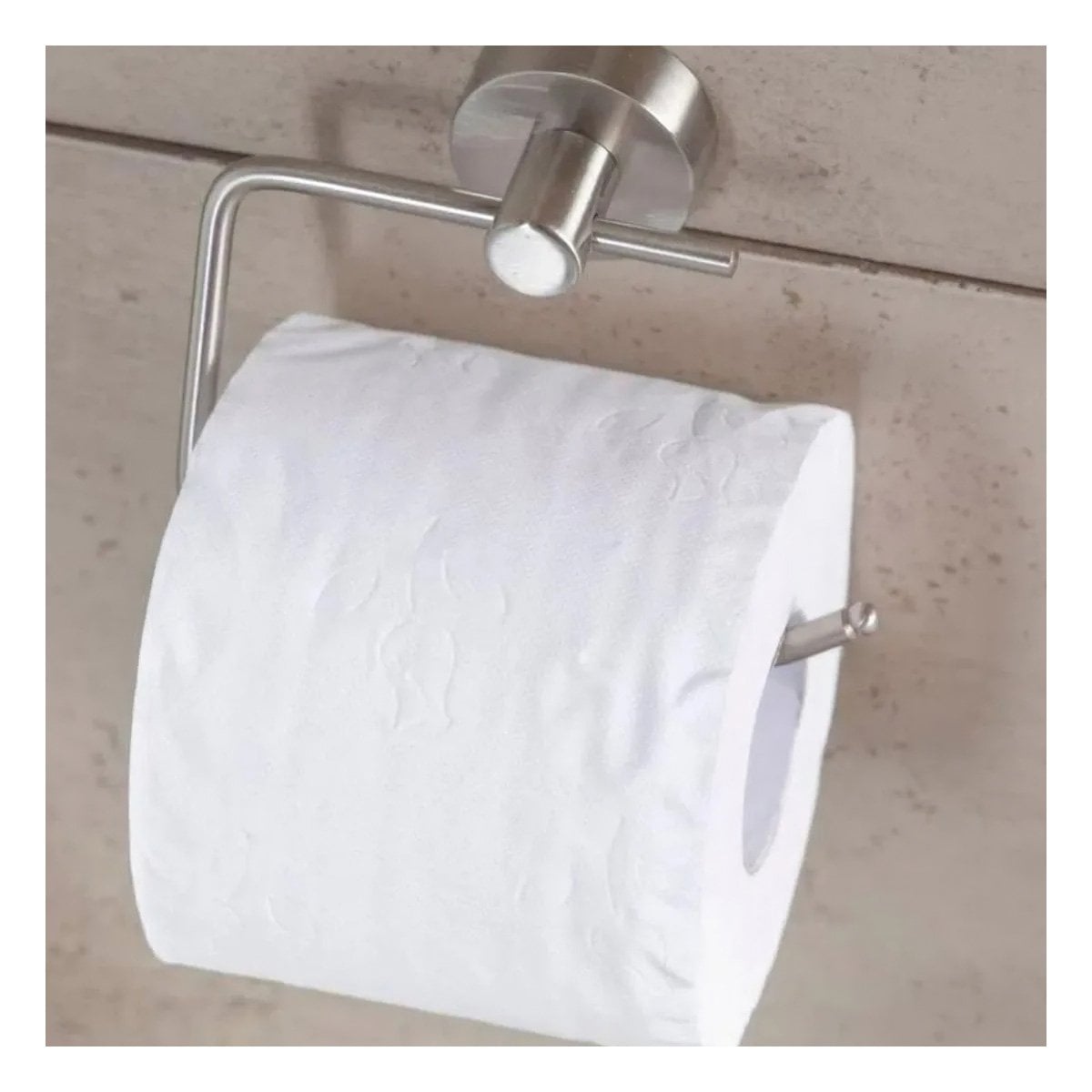 PORTA PARA PAPEL HIGIENICO PARA PARED ESTRUCTURA ESTABLE METAL PLATEADO YSTICKY - 3