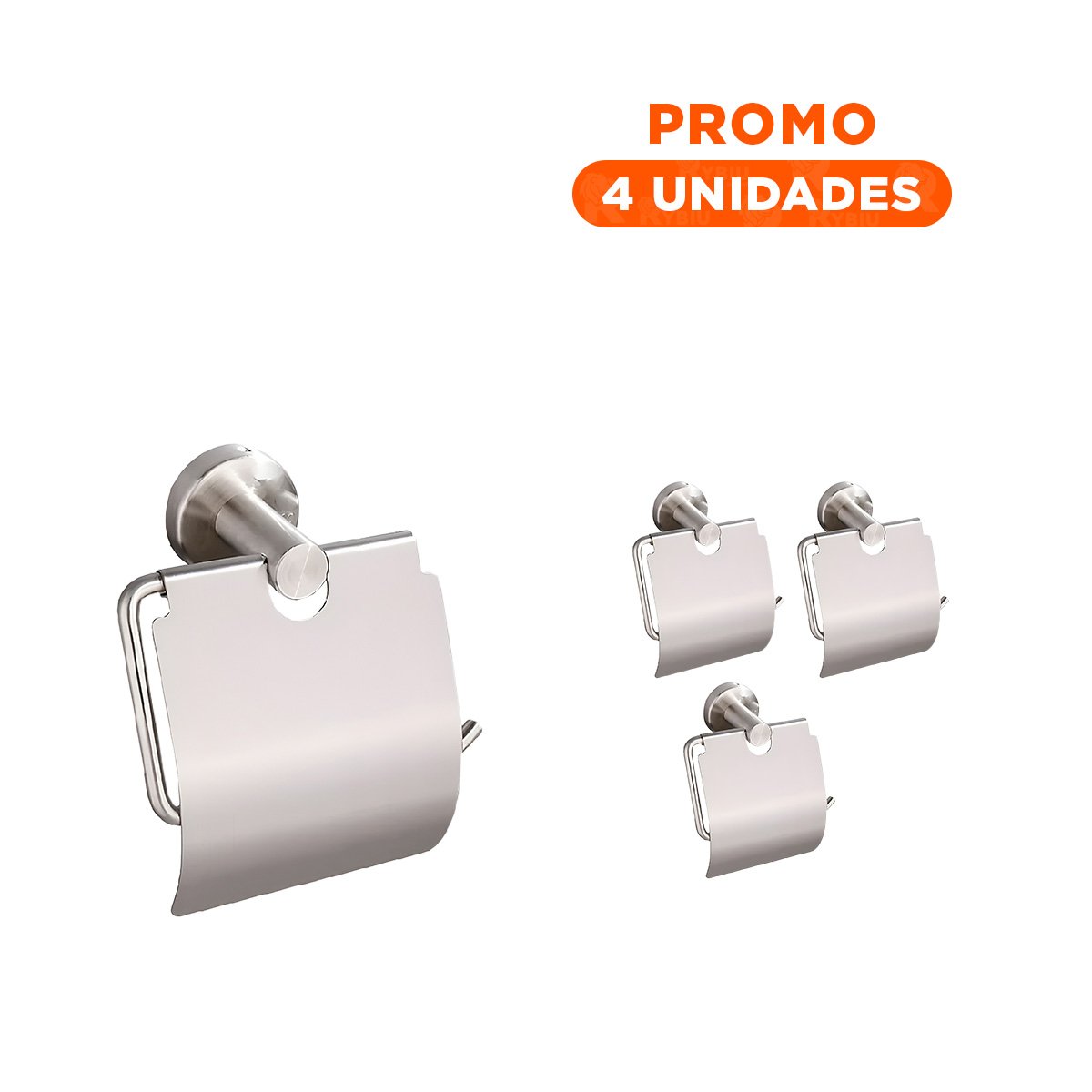 PACK4 MODULO PARA PAPEL HIGIENICO CON TAPA PARA PARED METAL PLATEADO PLUS YREGALO STICKER - 1