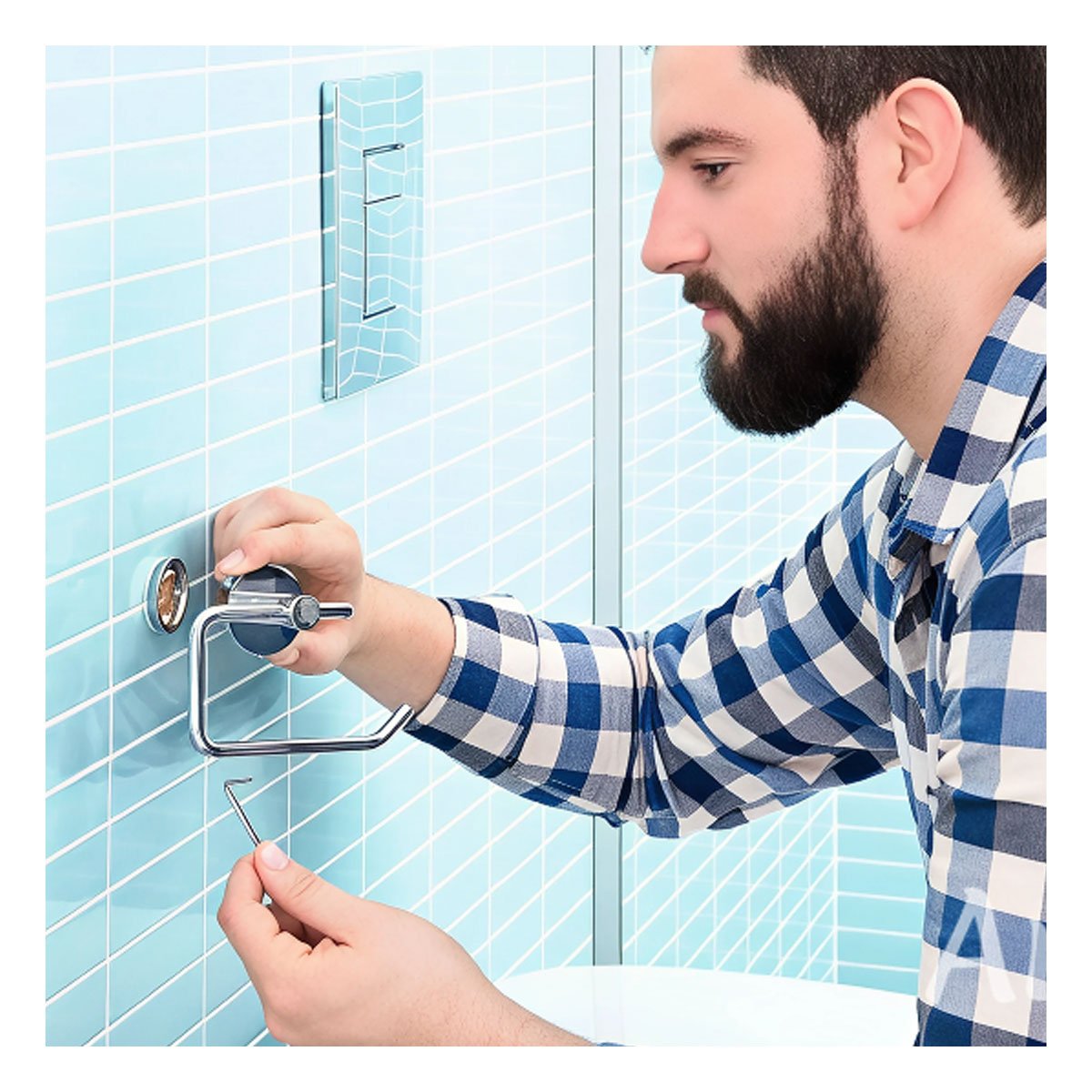 PACK4 MODULO PARA PAPEL HIGIENICO PARA PARED ESTILO MODERNO METAL PLATEADO YREGALO STICKER - 5