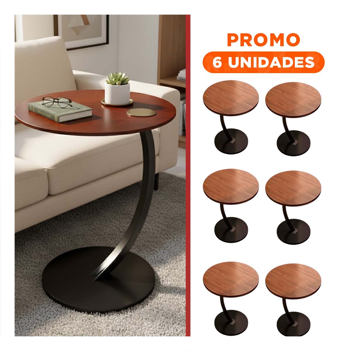 PACK6 REPISA CIRCULAR 40X60CM MARRON Y NEGRO DISENO FUNCIONAL SALA EXTRA - 1