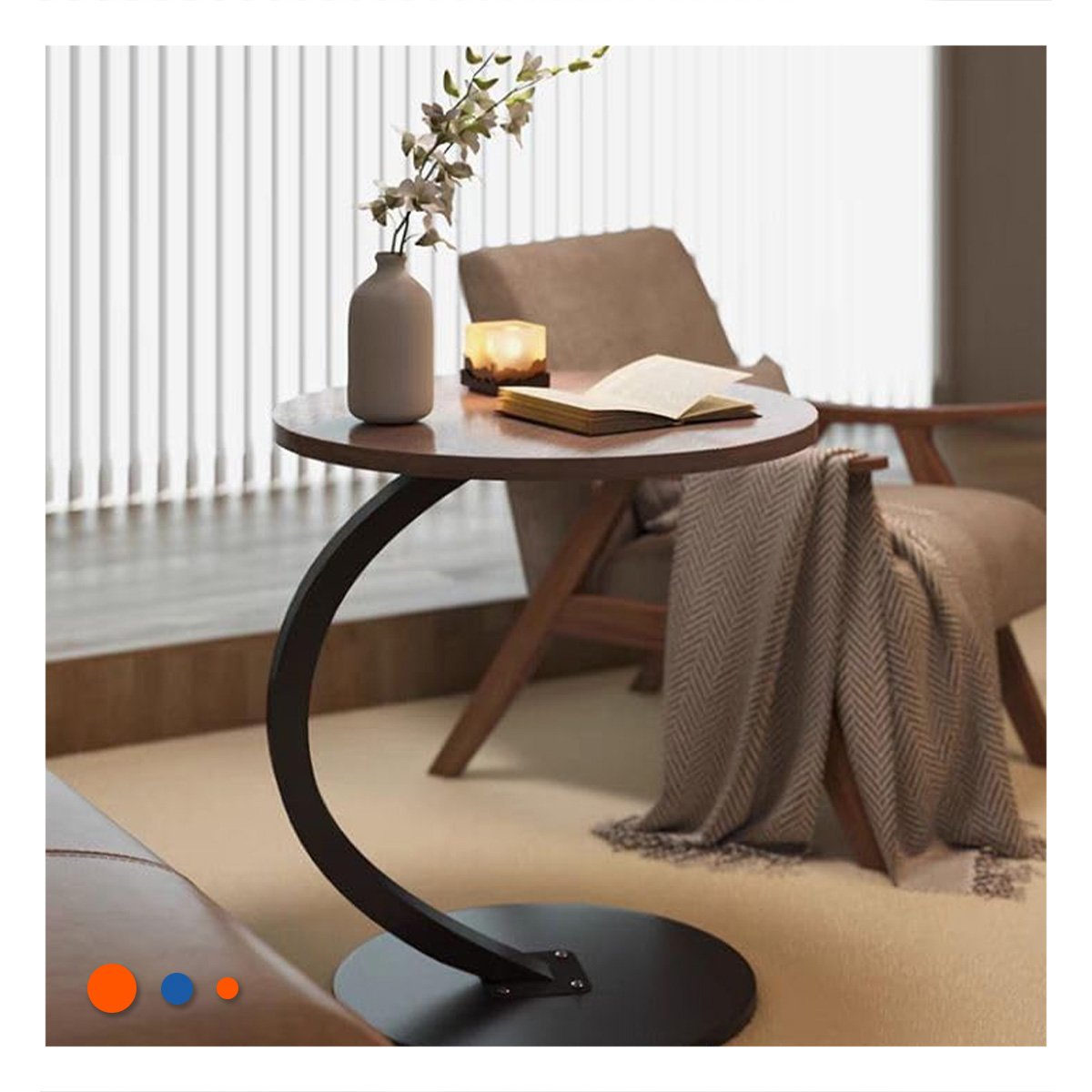 PACK6 REPISA CIRCULAR 40X60CM MARRON Y NEGRO DISENO FUNCIONAL SALA EXTRA - 3