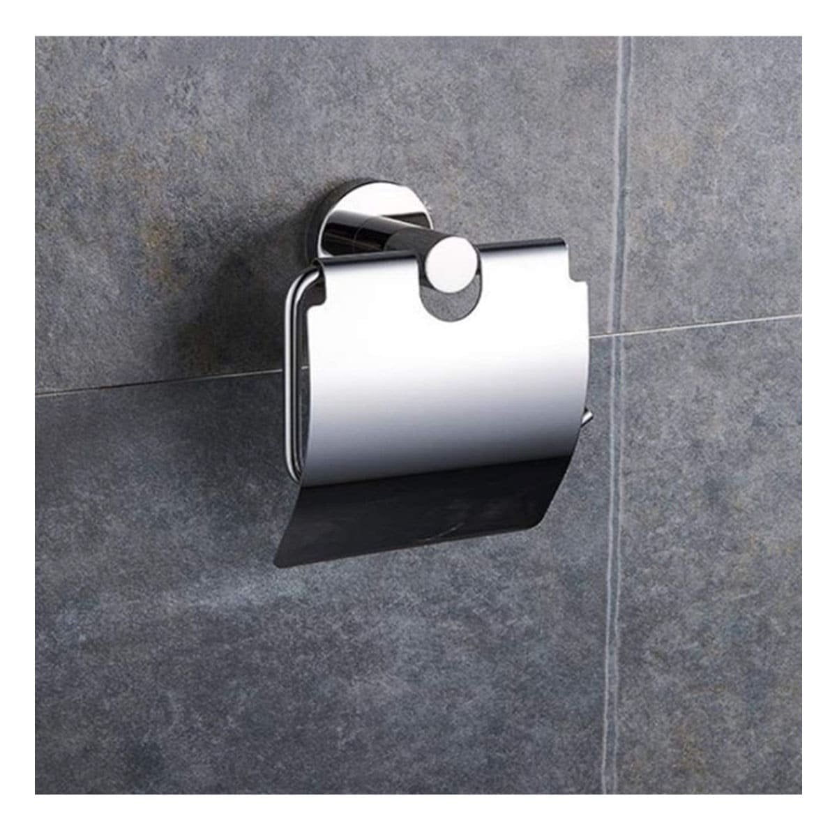 PORTA PARA PAPEL HIGIENICO CON CUBIERTA SUPERIOR PARA PARED PLATEADO ECO YSTICKY - 3