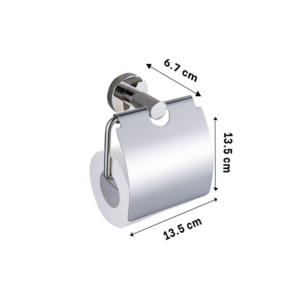 PORTA PARA PAPEL HIGIENICO CON CUBIERTA SUPERIOR PARA PARED PLATEADO ECO YSTICKY - 4