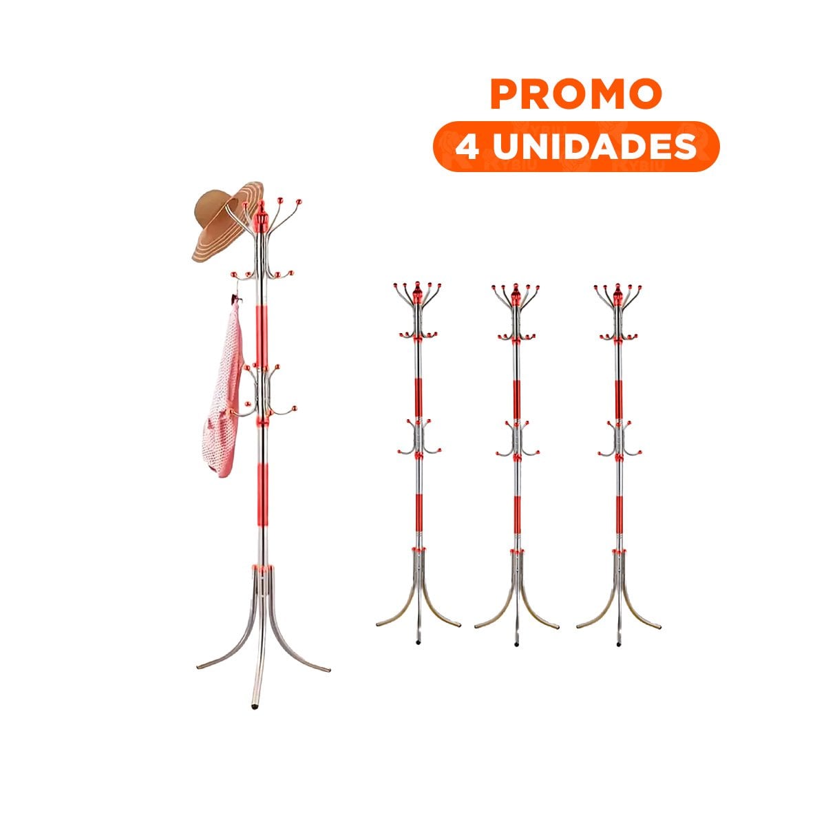 PACK4 MODULO DE COLGADO 172CM ROJO Y PLATEADO PARA HOGAR VERSATIL Y FIRME Y+REGALO STICKER - 1