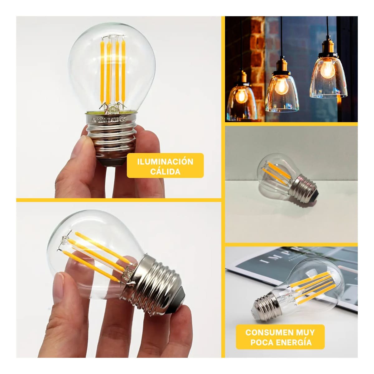 LAMPARA MODERNA 4W TRANSPARENTE LUZ BLANCA PARA HOGAR CASA NAVIDAD Y+POST IT - 5