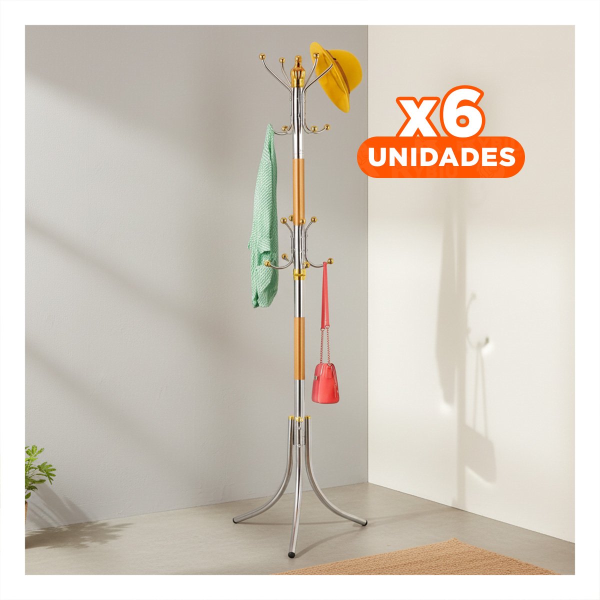 PACK6 MODULO DE COLGADO 172CM DORADO Y PLATEADO ESTRUCTURA FIRME FUNCIONAL Y+REGALO STICKER - 1