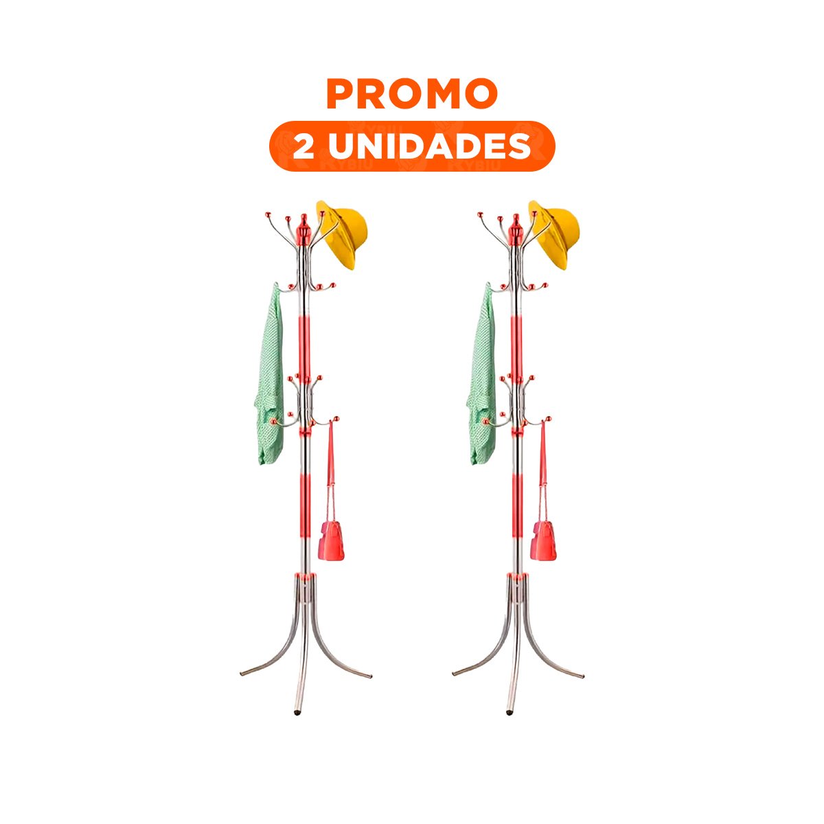 PACK2 ESTACION DE COLGADO 172CM ROJO Y PLATEADO PARA HOGAR FUNCIONAL PRO - 1