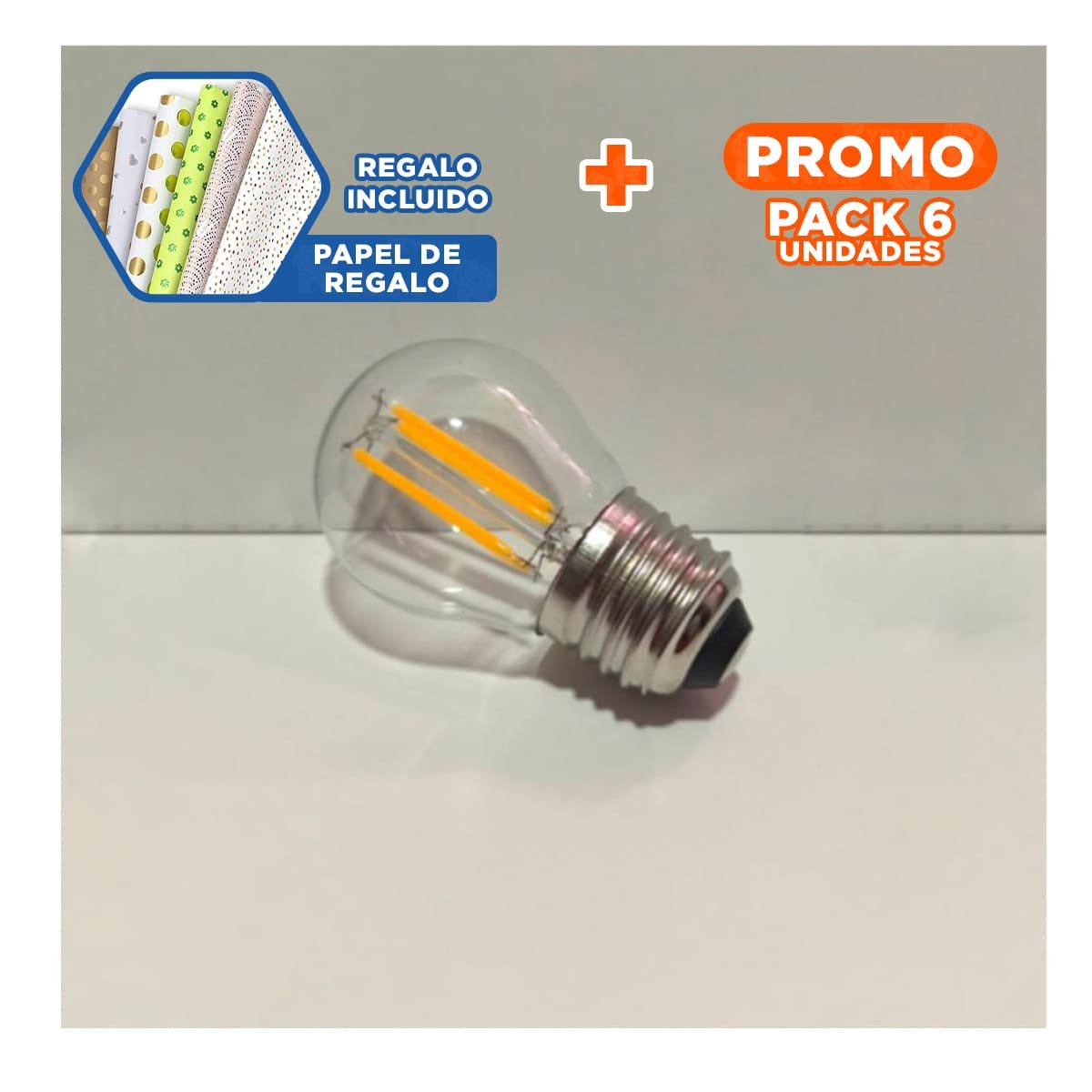 PACK6 LED EFICIENTE 4W TRANSPARENTE LUZ BLANCA PARA HOGAR CASA NAVIDAD YPAPEL REGALO - 1