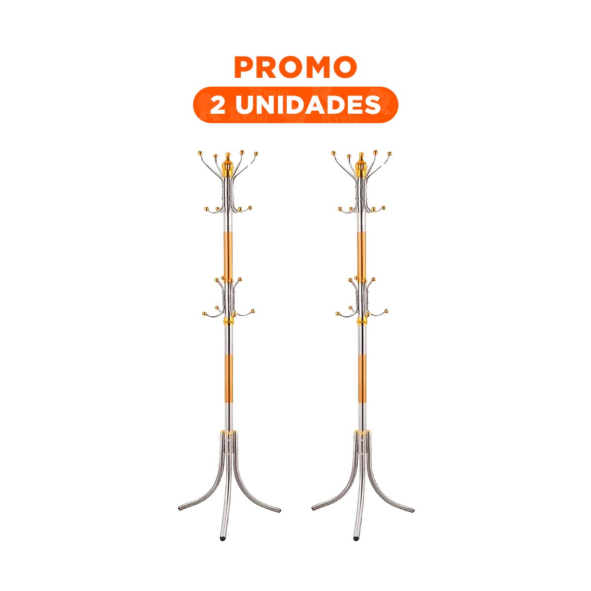 PACK2 ESTACION DE COLGADO 172CM DORADO Y PLATEADO PARA HOGAR FUNCIONAL PRO - 1