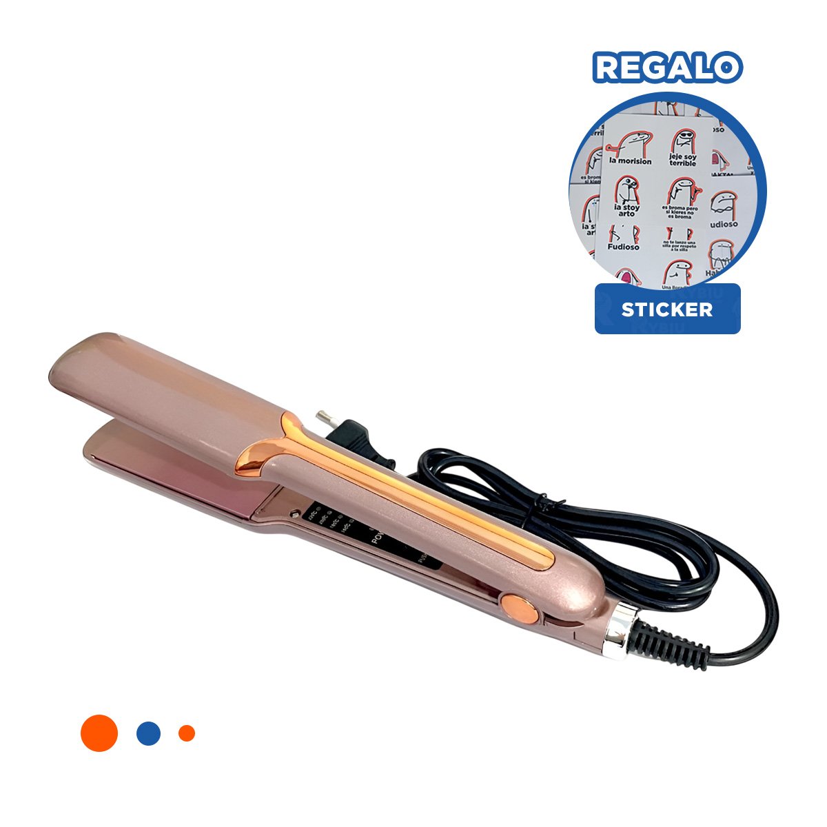 ALISADORA DE CABELLO CON FORMA DELGADO PARA ESTILIZAR Y ALISAR DORADO YREGALO STICKER - 1