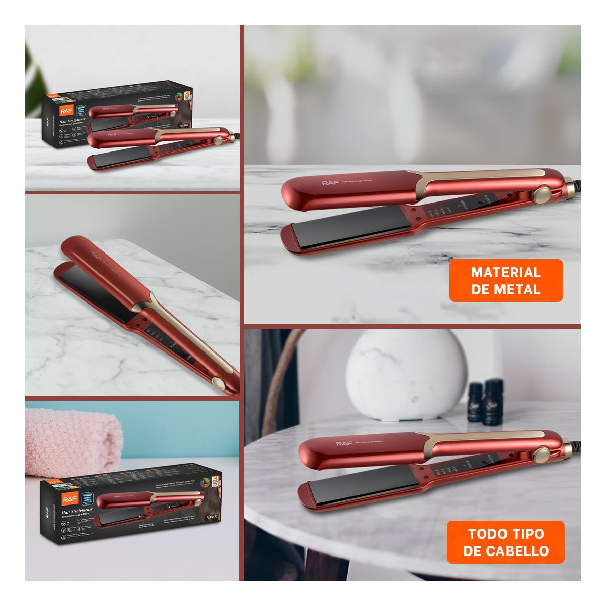 PACK2 PLANCHA CAPILAR CON DISENO DELGADO PARA MOLDEAR FACIL ROJO PLUS Y+REGALO STICKER - 1