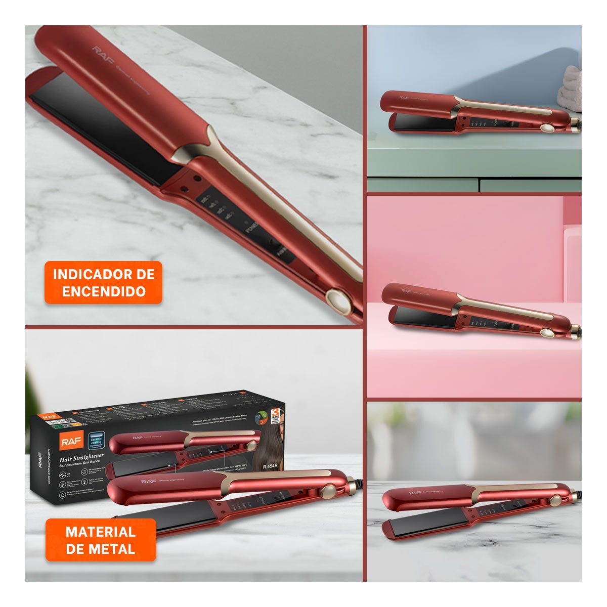 PACK2 PLANCHA CAPILAR CON DISENO DELGADO PARA MOLDEAR FACIL ROJO PLUS Y+REGALO STICKER - 5