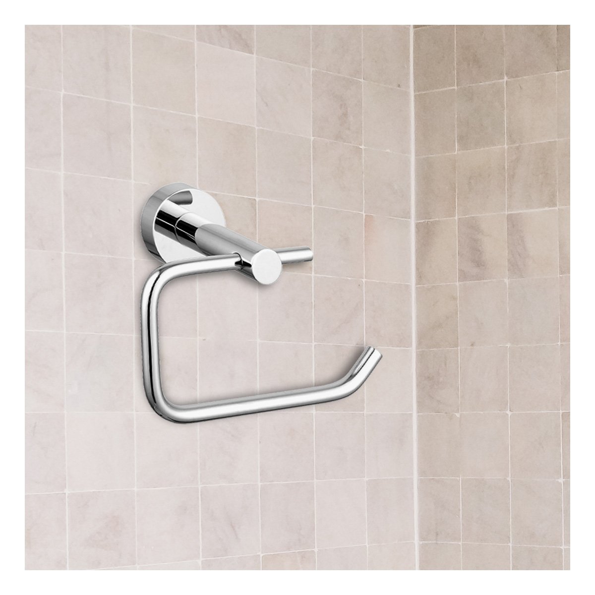 PORTA PARA PAPEL HIGIENICO PARA PARED ESTILO MODERNO METAL PLATEADO YREGALO STICKER - 5
