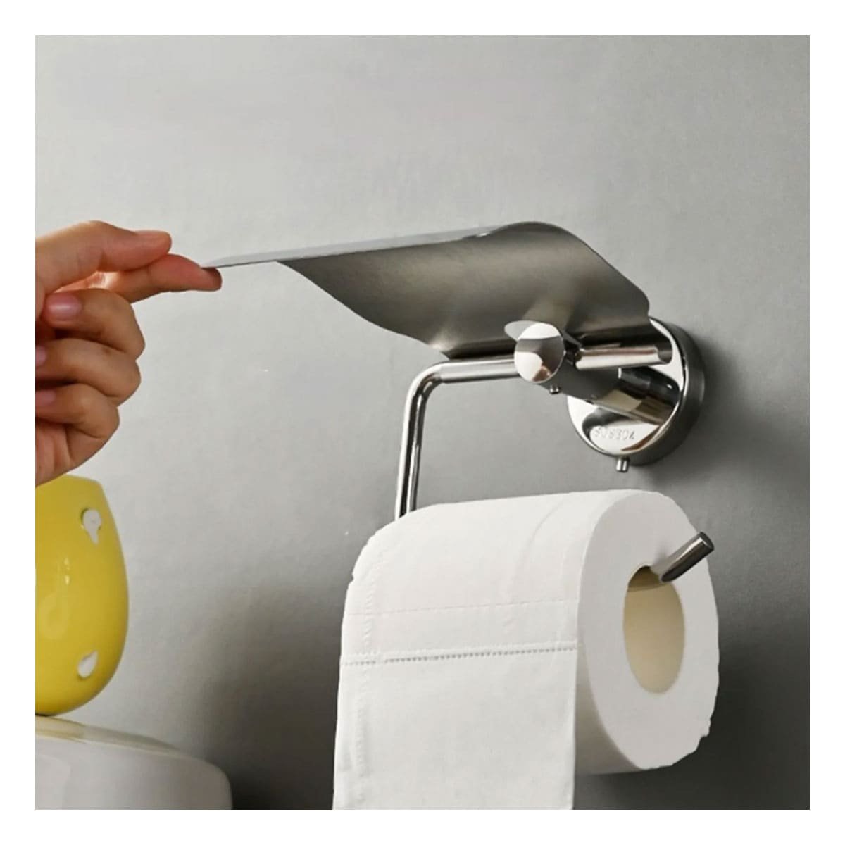 PACK2 BASE PARA PAPEL HIGIENICO CON SOPORTE FIRME PARA PARED COLOR PLATEADO YREGALO STICKER - 3