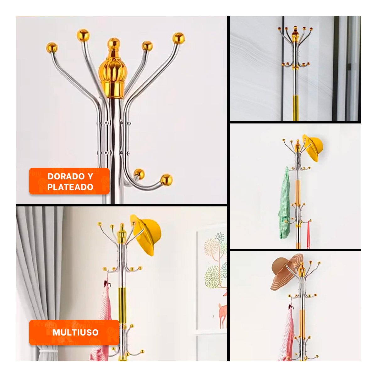 PACK4 MODULO DE COLGADO 172CM DORADO Y PLATEADO PARA HOGAR VERSATIL Y FIRME Y+REGALO STICKER - 2