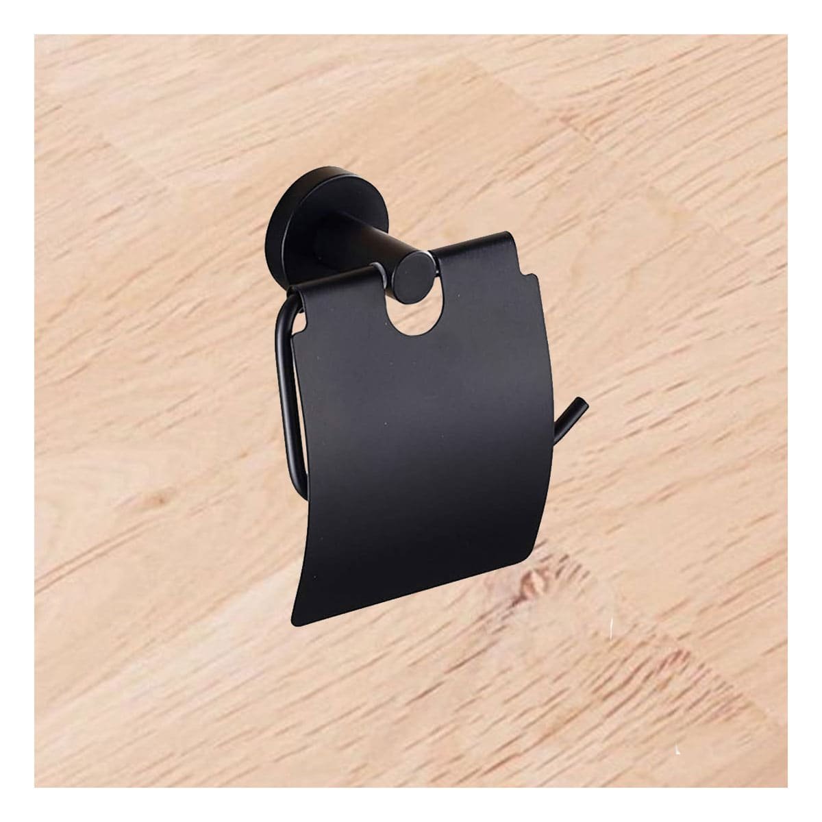 PORTA PARA PAPEL HIGIENICO CON CUBIERTA PRACTICA PARA PARED NEGRO PRO YPAPEL REGALO - 5