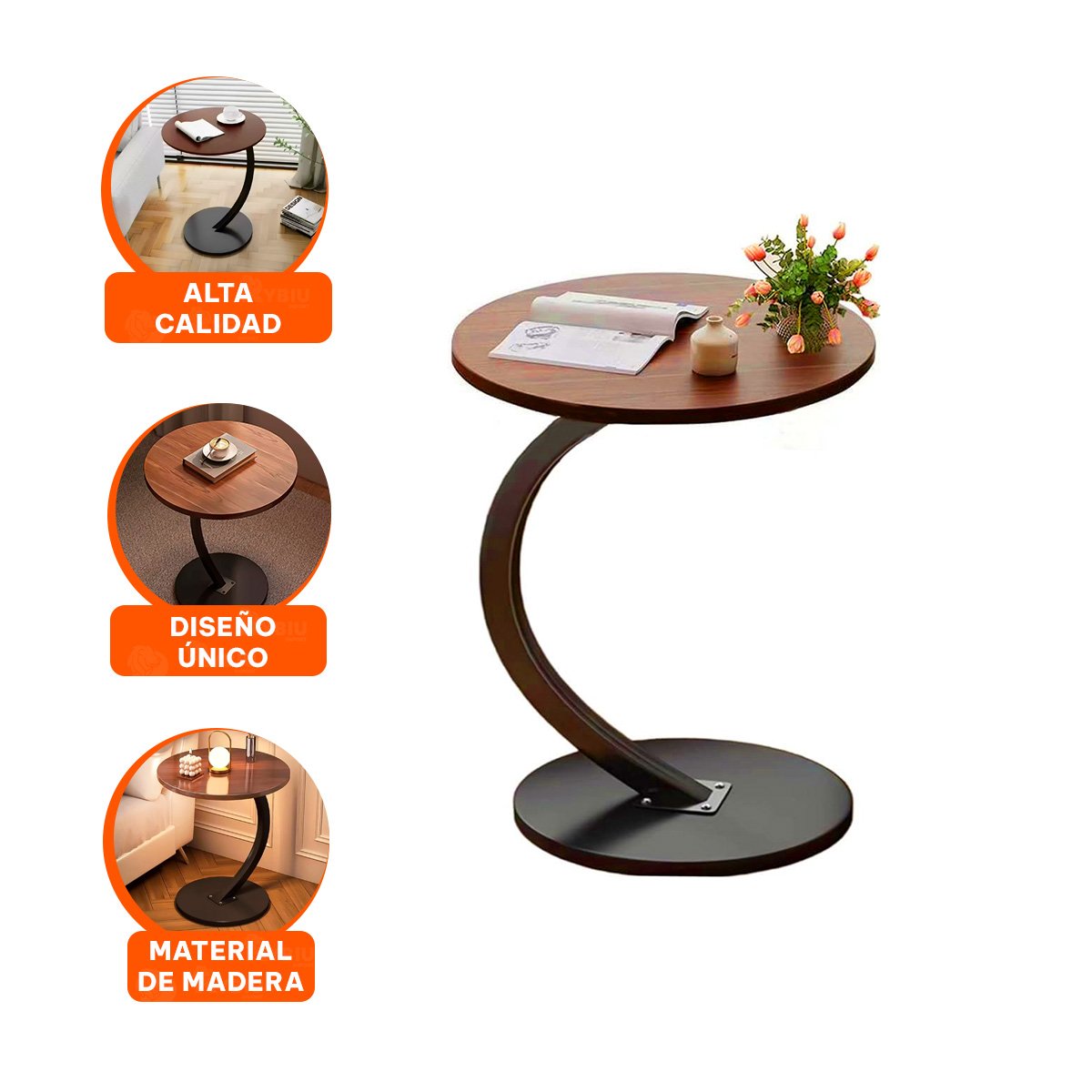 TABLA CIRCULAR 40X60CM COLOR MARRON Y NEGRO ESTILO MODERNO HOGAR PLUS EXTRA - 3