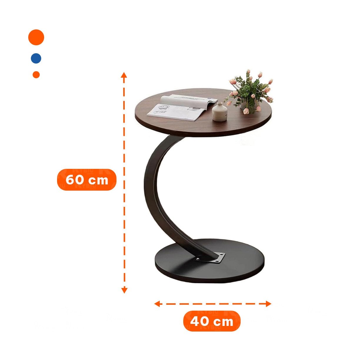 TABLA CIRCULAR 40X60CM COLOR MARRON Y NEGRO ESTILO MODERNO HOGAR PLUS EXTRA - 4