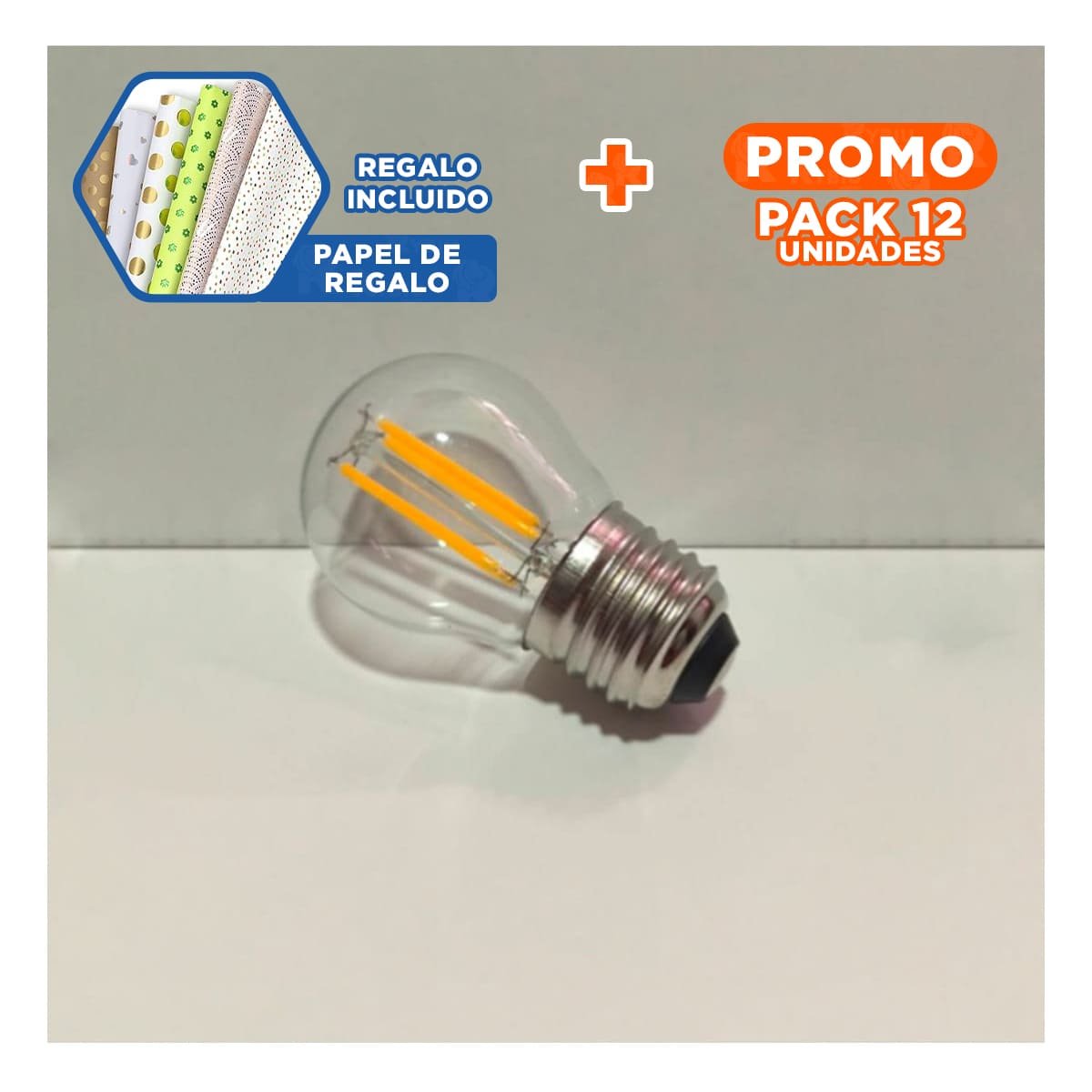 PACK12 BOMBILLA COMPACTA 4W TRANSPARENTE LUZ BLANCA PARA CASA HOGAR FESTIVA YPAPEL REGALO - 1